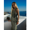 Khaki elegantní zavinovací top halenka FRYTOS (Veľkosť ONESIZE)