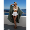 Khaki mušelínový široký letní cardigan přehoz JAZZY (Veľkosť ONESIZE)
