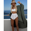Khaki mušelínový široký letní cardigan přehoz JAZZY (Veľkosť ONESIZE)