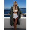 Khaki mušelínový široký letní cardigan přehoz JAZZY (Veľkosť ONESIZE)