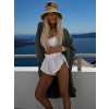 Khaki mušelínový široký letní cardigan přehoz JAZZY (Veľkosť ONESIZE)