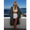 Khaki mušelínový široký letní cardigan přehoz JAZZY (Veľkosť ONESIZE)
