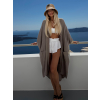 Šedohnědý mušelínový oversize široký cardigan JAZZY (Veľkosť ONESIZE)