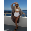 Šedohnědý mušelínový oversize široký cardigan JAZZY (Veľkosť ONESIZE)