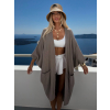 Šedohnědý mušelínový oversize široký cardigan JAZZY (Veľkosť ONESIZE)