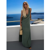 Khaki mušelínové dlouhé letní plážové maxi šaty KOURAKY (Veľkosť ONESIZE)
