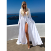 Bílé elegantní dlouhé letní maxi šaty KLEINA s dlouhým rukávem (Veľkosť ONESIZE)