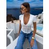 Bílé elegantní korzetový top ZAYANA s výstřihem (Veľkosť M/L)