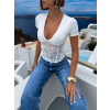 Bílé elegantní korzetový top ZAYANA s výstřihem (Veľkosť M/L)