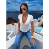 Bílé elegantní korzetový top ZAYANA s výstřihem (Veľkosť M/L)