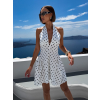 Bílé puntíkaté krátké letní šaty AMARANY (Veľkosť M)