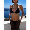 Čierne dvojdielne plavky bikiny SERAFINA so sukňou (Veľkosť ONESIZE)