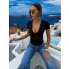 Černé elegantní korzetový top ZAYANA s výstřihem (Veľkosť M/L)
