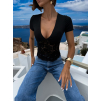 Černé elegantní korzetový top ZAYANA s výstřihem (Veľkosť M/L)