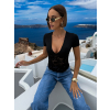Černé elegantní korzetový top ZAYANA s výstřihem (Veľkosť M/L)