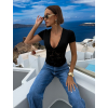Černé elegantní korzetový top ZAYANA s výstřihem (Veľkosť M/L)