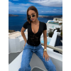 Černé elegantní korzetový top ZAYANA s výstřihem (Veľkosť M/L)