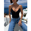 Černý elegantní letní top FLARISA na špagetová ramínka (Veľkosť ONESIZE)
