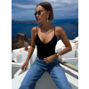 Černý elegantní letní top FLARISA na špagetová ramínka (Veľkosť ONESIZE)