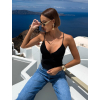 Černý elegantní letní top FLARISA na špagetová ramínka (Veľkosť ONESIZE)