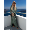 Khaki mušelínové dlouhé oversize maxi šaty ALESIA (Veľkosť ONESIZE)