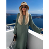 Khaki mušelínové dlouhé oversize maxi šaty ALESIA (Veľkosť ONESIZE)