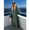 Khaki mušelínové dlouhé oversize maxi šaty ALESIA (Veľkosť ONESIZE)