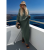 Khaki mušelínové dlouhé oversize maxi šaty ALESIA (Veľkosť ONESIZE)