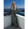 Khaki mušelínové dlouhé oversize maxi šaty ALESIA (Veľkosť ONESIZE)