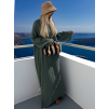 Khaki mušelínové dlouhé oversize maxi šaty ALESIA (Veľkosť ONESIZE)