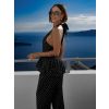 Černý elegantní kalhotový kostýmek VERAYA s puntíky (Veľkosť ONESIZE)