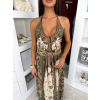 Khaki bavlněné dlouhé boho maxi šaty CELATIA (Veľkosť ONESIZE)