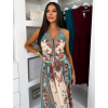 Modré bavlněné dlouhé letní boho maxi šaty CELATIA (Veľkosť ONESIZE)