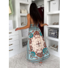 Modré bavlněné dlouhé letní boho maxi šaty CELATIA (Veľkosť ONESIZE)