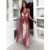 Růžové dlouhé letní boho maxi šaty CELATIA (Veľkosť ONESIZE)
