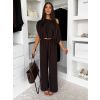 Tmavě hnědý letní kalhotový komplet DEVORIA s topem (Veľkosť ONESIZE)