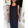 Tmavě modré letní oversize vzdušné maxi šaty ETOLIA (Veľkosť ONESIZE)