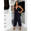 Tmavě modrý dlouhý letní elegantní harémový overal BIONERA (Veľkosť ONESIZE)