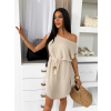 Béžové elegantné letné krátke mini šaty HOMIDA (Veľkosť ONESIZE)