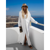 Bílé dlouhé basic oversized  bavlněné maxi košilové šaty FLARETA (Veľkosť ONESIZE)