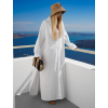 Bílé dlouhé basic oversized  bavlněné maxi košilové šaty FLARETA (Veľkosť ONESIZE)