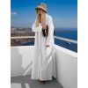 Bílé dlouhé basic oversized  bavlněné maxi košilové šaty FLARETA (Veľkosť ONESIZE)