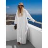 Bílé dlouhé basic oversized  bavlněné maxi košilové šaty FLARETA (Veľkosť ONESIZE)