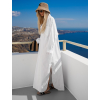 Bílé dlouhé basic oversized  bavlněné maxi košilové šaty FLARETA (Veľkosť ONESIZE)
