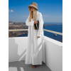 Bílé dlouhé basic oversized  bavlněné maxi košilové šaty FLARETA (Veľkosť ONESIZE)
