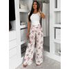 Biele kvetinové letné elegantné nohavice FOUKALA (Veľkosť L/XL)