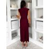 Vínové elegantní dlouhé šaty DULEA s výstřihem (Veľkosť ONESIZE)