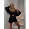 Černý vlněný letní elegantní třídílný komplet ITALIAN (Veľkosť ONESIZE)