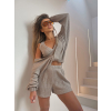 Hnědý vlněný letní elegantní třídílný komplet ITALIAN (Veľkosť ONESIZE)