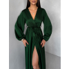Tmavě zelené elegantní šaty WOMAN s dlouhým rukávem (Veľkosť ONESIZE)